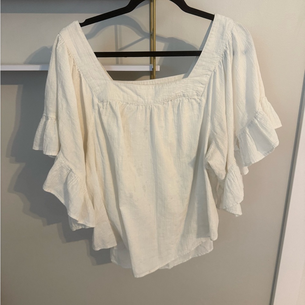 Terra & Sky white Ruffle Blouse